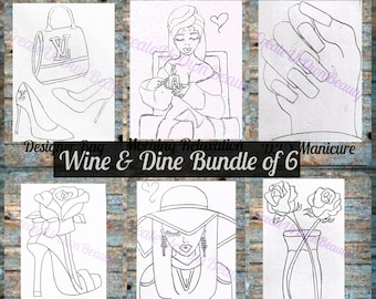 Kit de lienzos para fiestas "Pinta y bebe": Paquete de 6 piezas para disfrutar de una cena con vino.