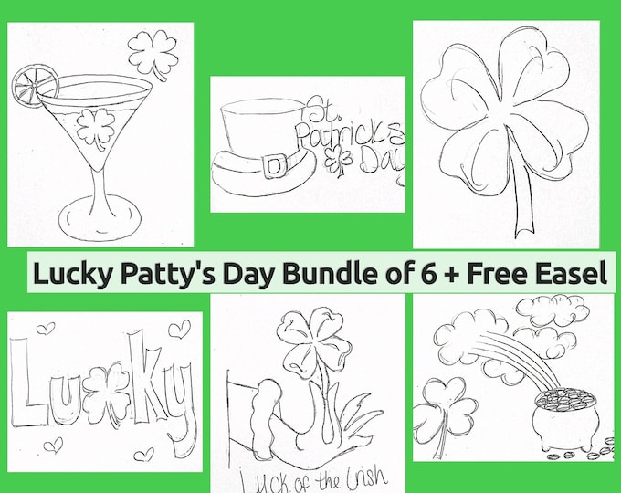 Featured listing image: St Patrick's Day Paint and Sip, 4 Leaf Clover, Sip and Paint Kit, Paint Party Kit, DIY Paint and Sip Kits
