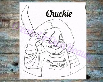 Chucky, Halloween Sip and Paint, Pre Drawn Canvas, Paint and Sip Canvas, Halloween Paint Kit, Halloween Bulk, Halloween Classroom Crafts