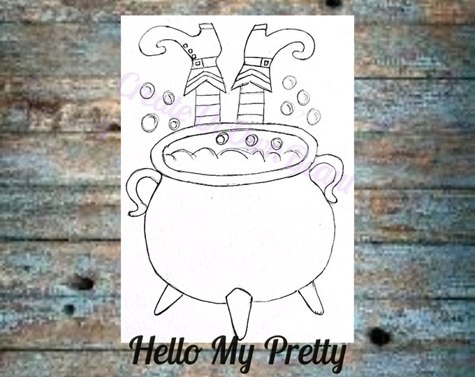Featured listing image: Halloween Craft Kit, Pre Drawn Canvas, Halloween Bulk, Good Witch, Paint and Sip, Halloween Paint Kit, Craft Kits for Kids