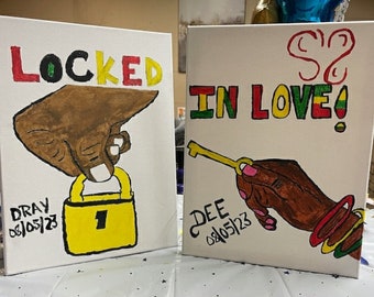 Couples Paint and Sip Kit: Pre Drawn Canvas, DIY Date Night