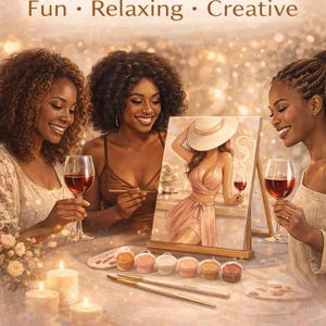 Pre Drawn Canvas, Paint and Sip Kit, Ready to Paint, Sublimated Canvas, DIY Sip and Paint image 5