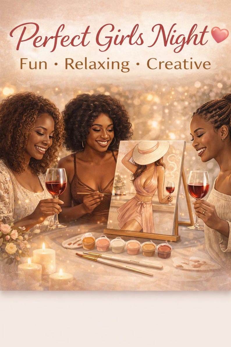 Pre Drawn Canvas, Paint and Sip Kit, Ready to Paint, Sublimated Canvas, DIY Sip and Paint image 5