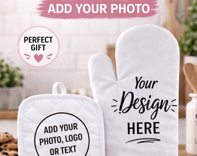 Featured listing image: Custom Sublimation Oven Mitt Set: Personalized Kitchen Decor