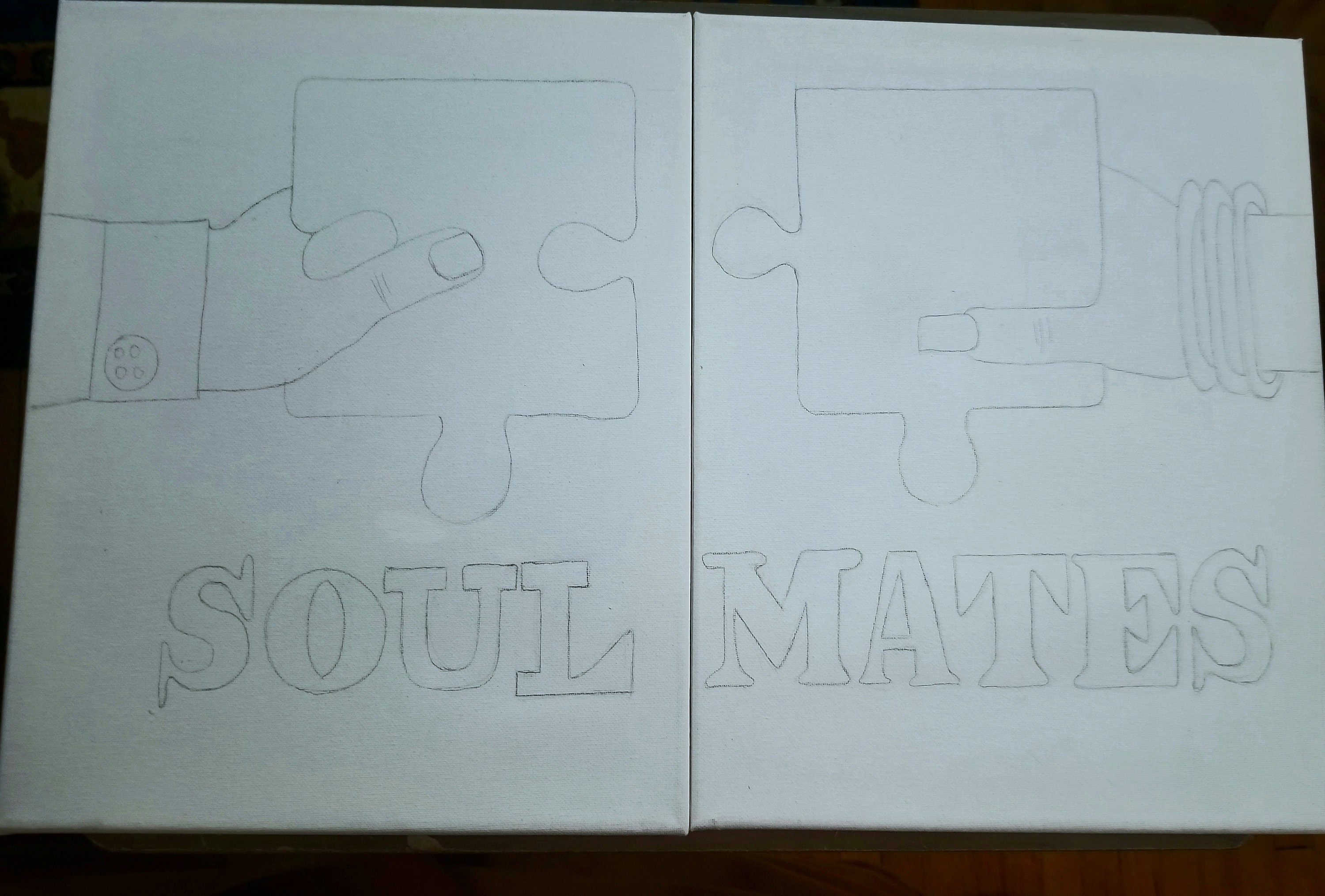 Pre Drawn Canvas, King & Queen Kit, Sketched Canvas Kit, Sip and Paint