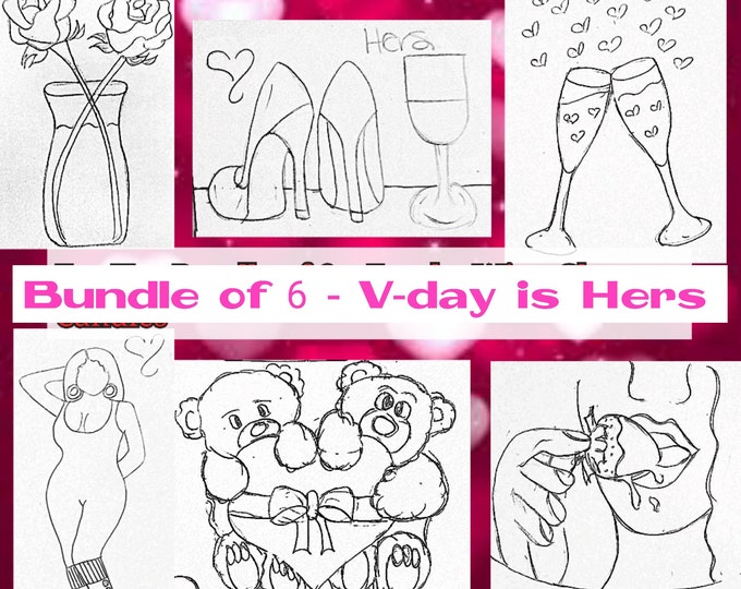 Featured listing image: Valentines Day Pre Drawn Canvas, Paint and Sip Canvas Kit, Paint Night Party Kit, Sip and Paint Kit, Valentines Day Canvas