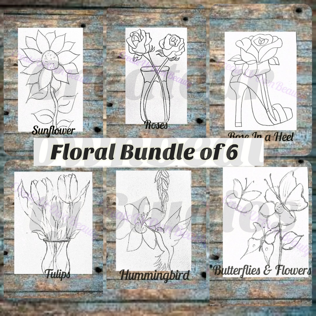 6 Sip and Paint Canvas, Pre Drawn Canvas, Paint Kit in Bulk, Outlined