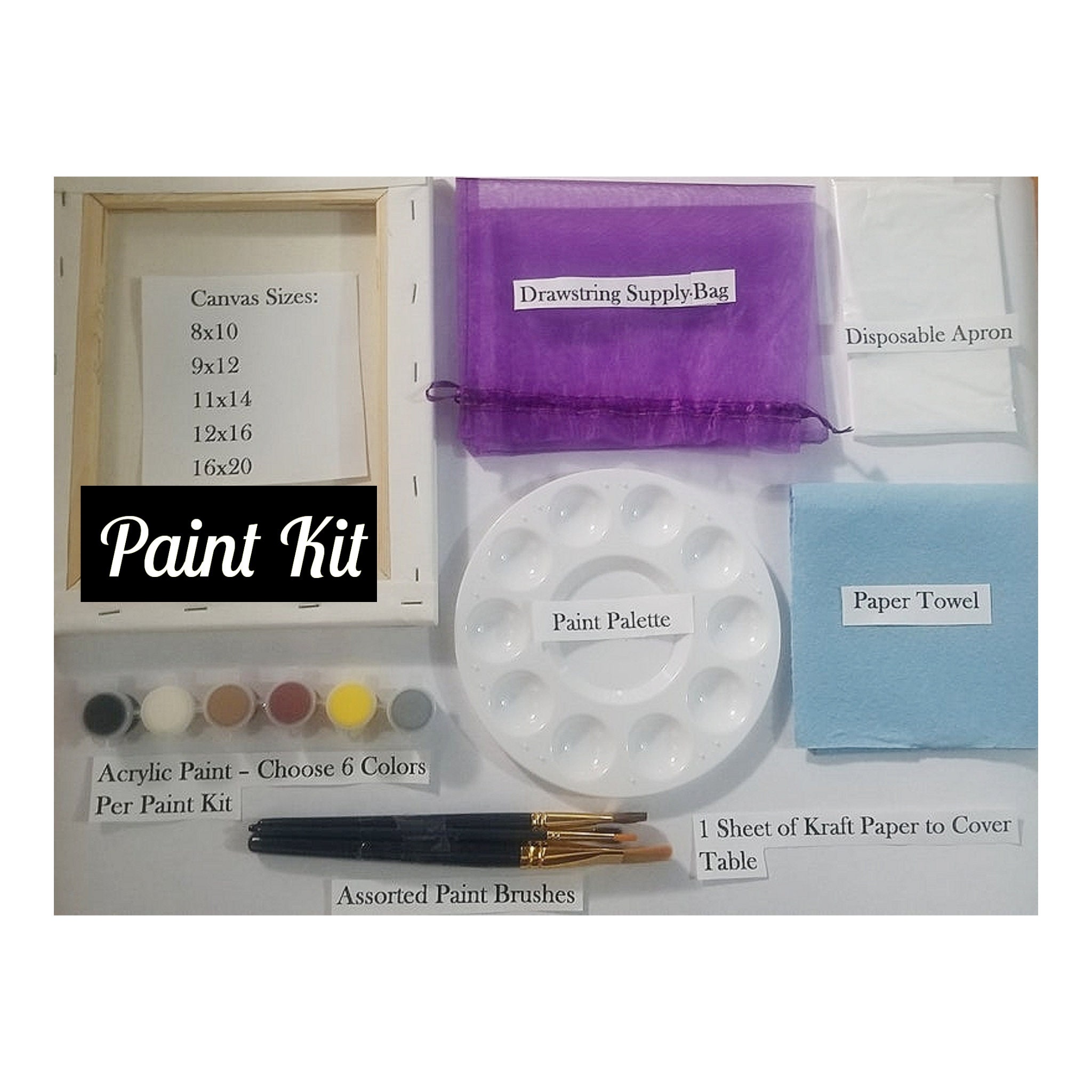 Couples Painting Kit, Sip and Paint Party Kit, Paint and Sip Couples,  Valentines Day Pre Drawn Canvas, Paint and Sip, Paint Party Kit 