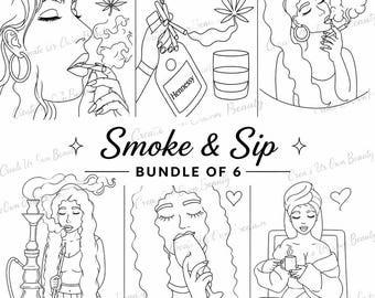 Paint & Sip Kit for Adults(6 Pack) | Girls Night Activity | DIY Paint Party Kit | Date Night Idea | Pre Drawn Canvas Kit | Beginner Friendly