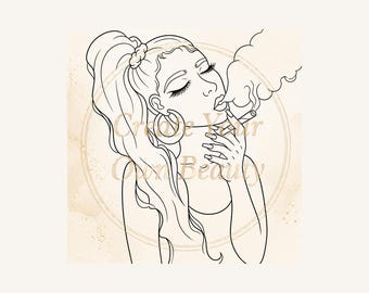 DIY Paint and Sip Canvas Kit: Stoner Girl Pre-Drawn Canvas