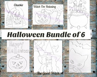 Halloween Paint Kit, Pre Drawn Canvas Kit, Halloween svg, Paint Party, Paint Kit for Kids, Adult Canvas, Paint by Numbers, Bulk Canvas