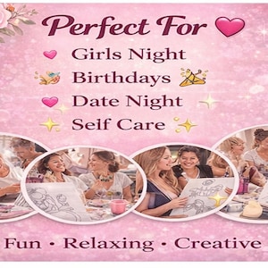 Paint & Sip Kit for Adults(6 Pack) | Girls Night Activity | DIY Paint Party Kit | Date Night Idea | Pre Drawn Canvas Kit | Beginner Friendly image 5