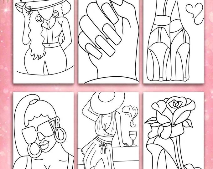 Featured listing image: Paint & Sip Kit for Adults(6 Pack) | Girls Night Activity | DIY Paint Party Kit | Date Night Idea | Pre Drawn Canvas Kit | Beginner Friendly