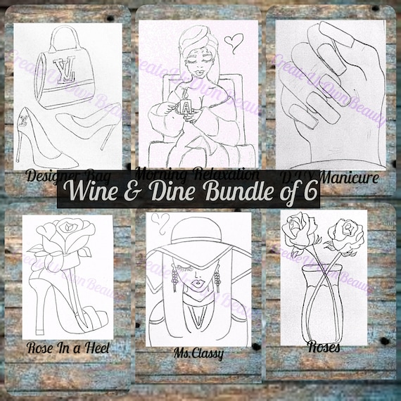 Sip and Paint Party Canvas Kit: Wine & Dine Bundle of 6