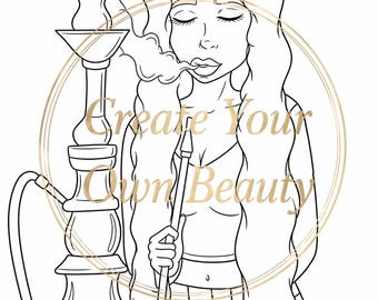 Pre Drawn Hookah Girl Canvas: DIY Paint & Sip Kit