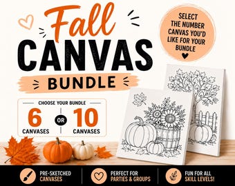 Fall Canvas Bundle | Pre-Sketched Painting Party Kit (6 or 10 Pack)