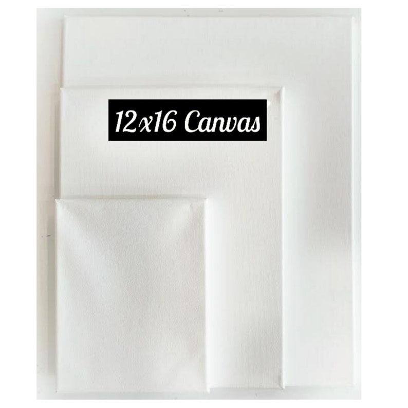 Puede incluir: Tres lienzos blancos de diferentes tama&ntilde;os. El lienzo m&aacute;s grande tiene el texto "12x16 Canvas" impreso en &eacute;l.