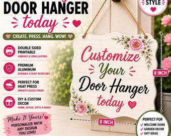 8 Inch Sublimation Door Hanger Rectangle Blank – Double-Sided Aluminum Metal Door Sign