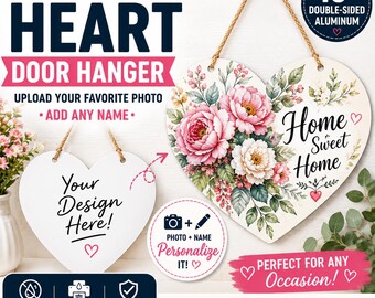 10" Heart Sublimation Blank – Double-Sided Aluminum Door Hanger
