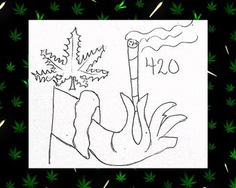 Smoke and Paint, 420, Grinch Hand, Sip and Paint Kit, Pre Drawn, Paint and Sip Kit, Couples Paint and Sip Kit