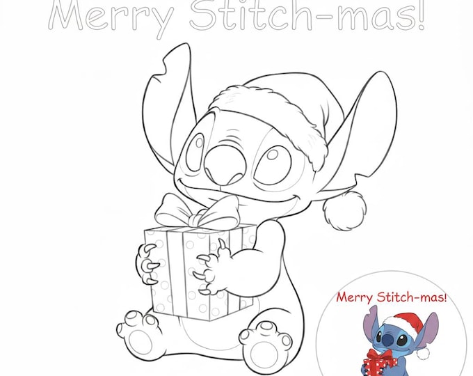 Featured listing image: Stitch, Christmas Sip and Paint, Kids Paint and Sip Kit, Pre Drawn Outlined Canvas, Sip and Paint, How the Grinch Stole Christmas