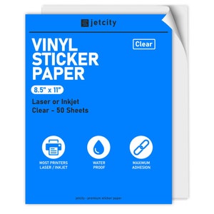 8.5 x 11 Clear/Frosty Self Adhesive Sticker Paper, Inkjet and Laser Printable, Clear/Frosty/Translucent Label Paper, Printable Sticker Paper