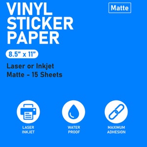 8.5 x 11 Self Adhesive Sticker Paper, Inkjet and Laser Printable, DIY Sticker/Label Paper, Sticker Sheets, Printable Sticker Paper image 8
