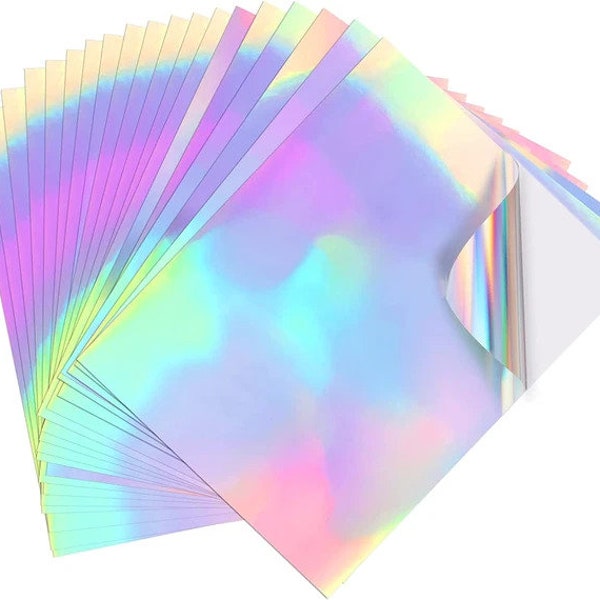 8.5 x 11 Holographic Sticker Paper for Inkjet and Laser Printers, Holographic Sticker Sheets, Printable Sticker Paper