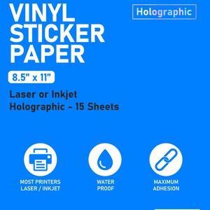 8.5 x 11 Self Adhesive Sticker Paper, Inkjet and Laser Printable, DIY Sticker/Label Paper, Sticker Sheets, Printable Sticker Paper Holographic