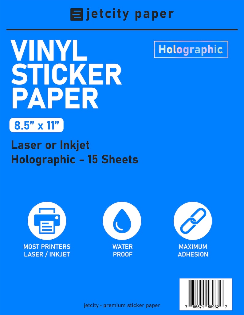 8.5 x 11 Self Adhesive Sticker Paper, Inkjet and Laser Printable, DIY Sticker/Label Paper, Sticker Sheets, Printable Sticker Paper Holographic