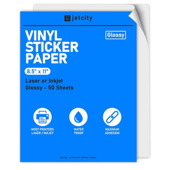 Printable Vinyl Sticker Paper Laser Glossy 50 sheets