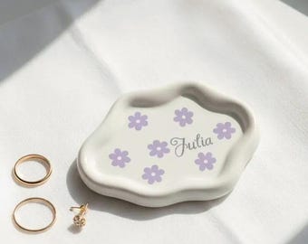 Flower Ceramic Jewelry Tray, Cloud-Shaped Ring Dish