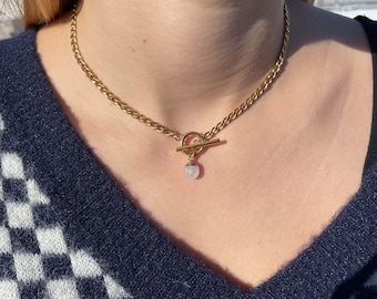 Handmade Crystal Pendant Necklace: Stainless Steel Chain, Waterproof
