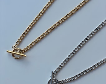 Handmade Stainless Steel Chain Necklace: Minimalist Toggle Clasp