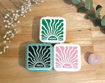 Personalized Mini Jewelry Travel Case, Sunburst Design, Bridesmaid Gift