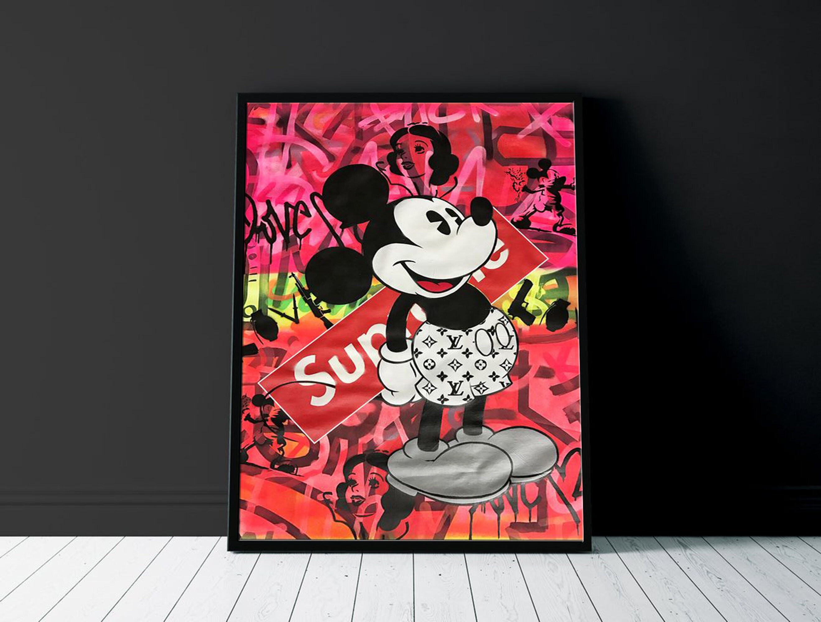 Mickey Mouse Print Hypebeast Poster Sneaker Room Wall Art Etsy
