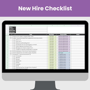 Checkliste für neue Mitarbeiter | Sofortiger Zugriff auf Google Sheet | Checkliste für neue Mitarbeiter | Neue Checkliste zur Mitarbeiterorientierung