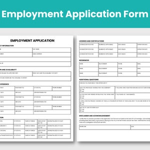 Employment Application Form | Instant Download | HR Template - Etsy