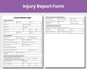 Injury Report Form | Google Doc and Fillable PDF | Accident Report Form | Incident Report Form | HR Form