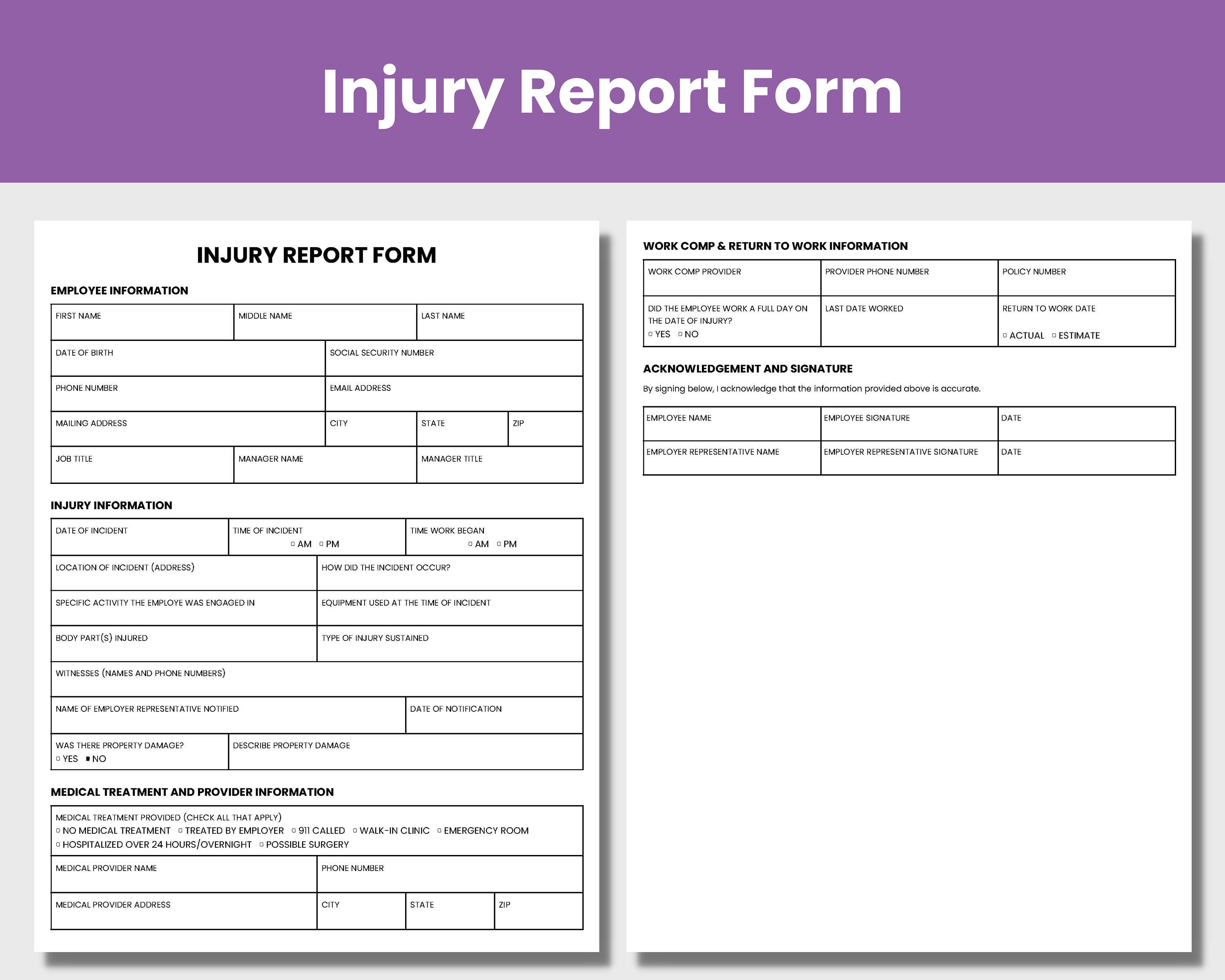 Injury Report Form Google Doc and Fillable PDF Accident Report Form Injury Report Form Google Doc and Fillable PDF Accident Report Form
