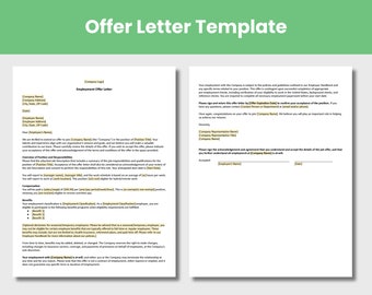 Job Offer Letter Template | Term Agreement Template | New Hire Letter