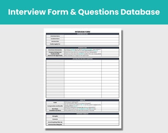 Interview Document and Questions Database | Instant Access Google Sheet | Interview Form with 1000+ Job-Related and 650+ Skills Questions