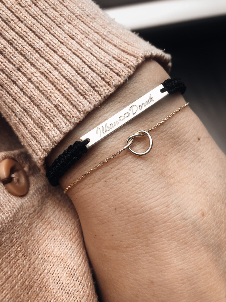 Personalized Bar String Bracelet Skinny Custom Bracelets Etsy