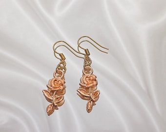 Rose Gold Rose Earrings