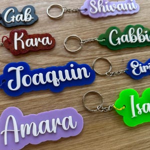 Porte-clés acrylique personnalisé | Porte-nom en acrylique | Étiquette personnalisée pour sac à dos | Étiquette pour sac à langer | Étiquette de nom de boîte à lunch | Porte-clés de style rétro