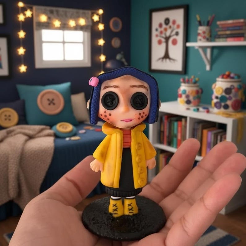 Coraline inspired gothic room decor collectible clay figure