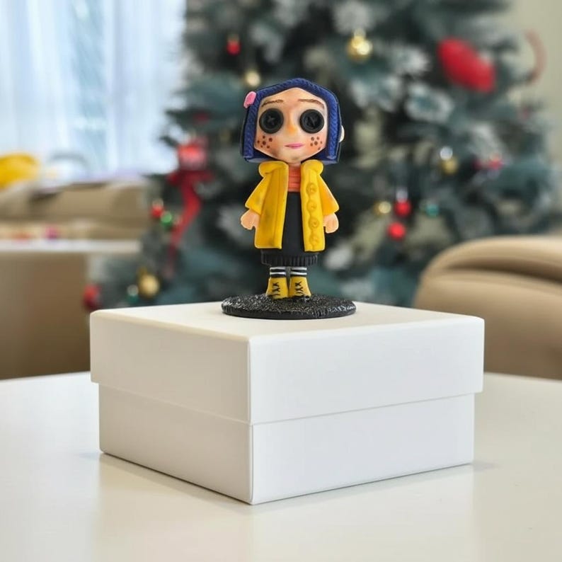 Stop motion movie inspired Coraline display figurine handmade from clay