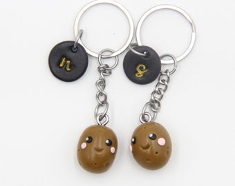 Cute Sweet Potato kawaii keyring for couple and bestfriend gift anniversary, Custom made potato keychain for gardener, farmer, best buddy