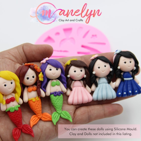 Princess Mermaid Silicone Mould for Polymer and Air Dry Clay Art