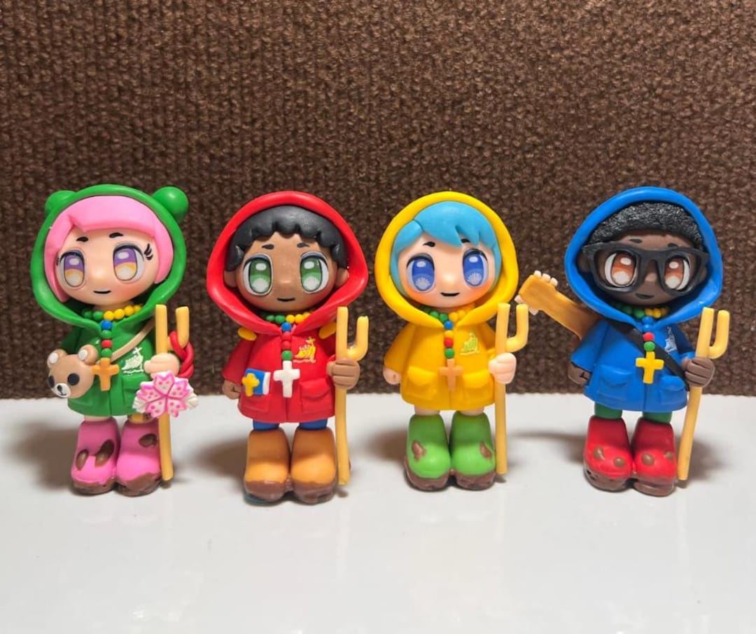 Handmade Luce Catholic Mascot and Friends Fe, Xin, and Sky Clay